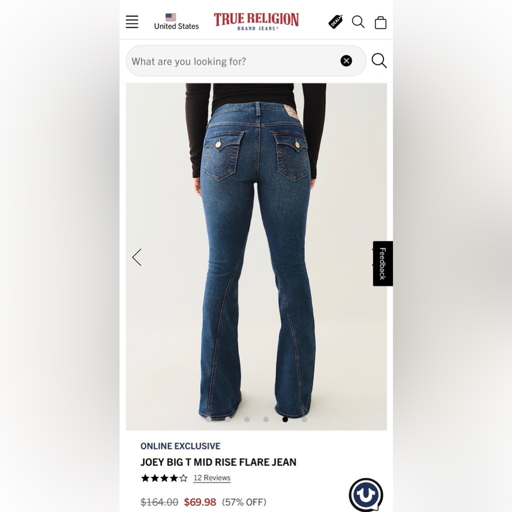 True Religion Dark Blue Flare Jeans